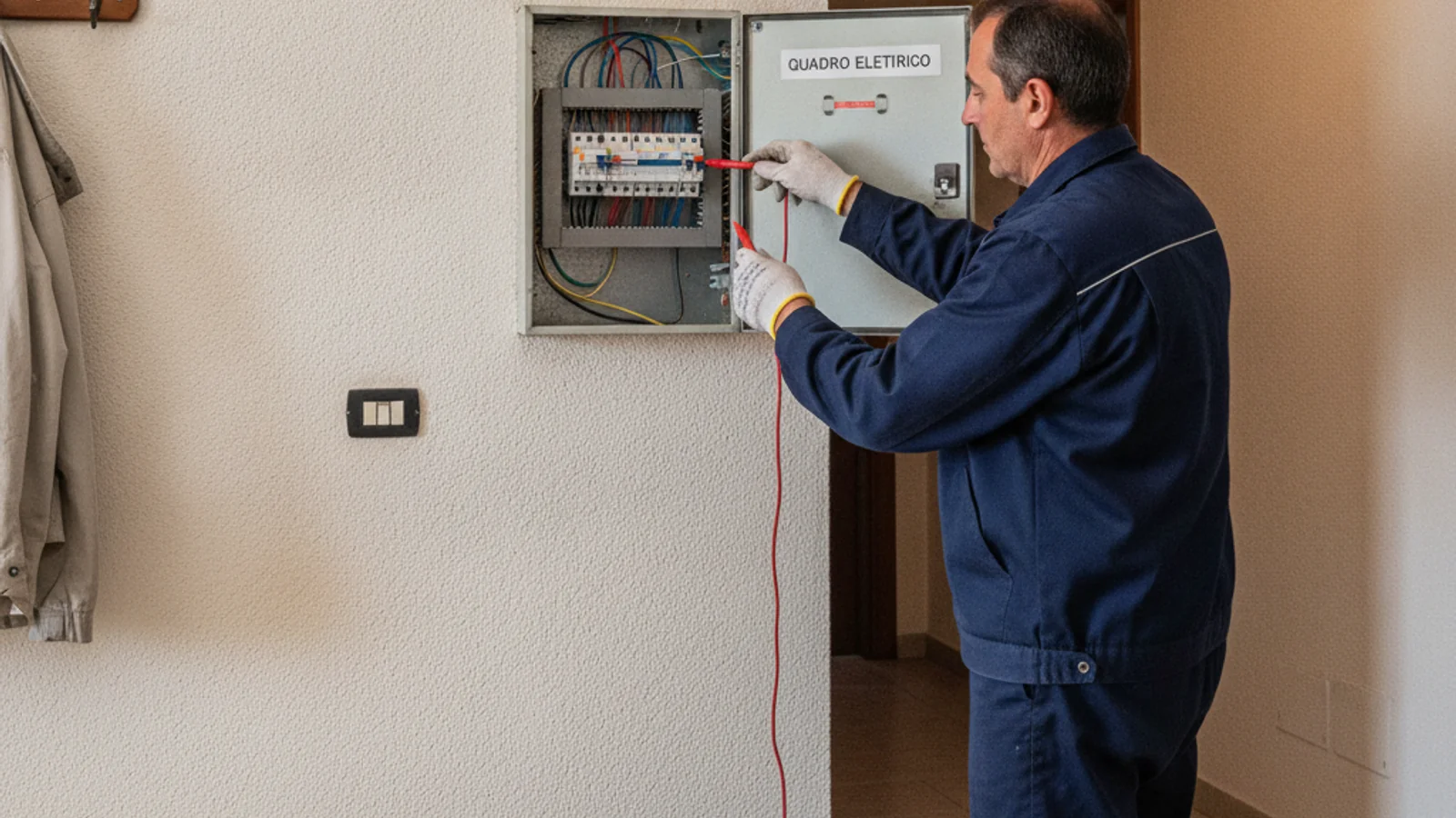 Pronto Intervento Elettricista Ancona al lavoro su un quadro elettrico a Ancona